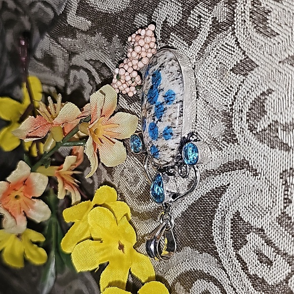 NewAzurite in crystal quartz pendant - Picture 3 of 7